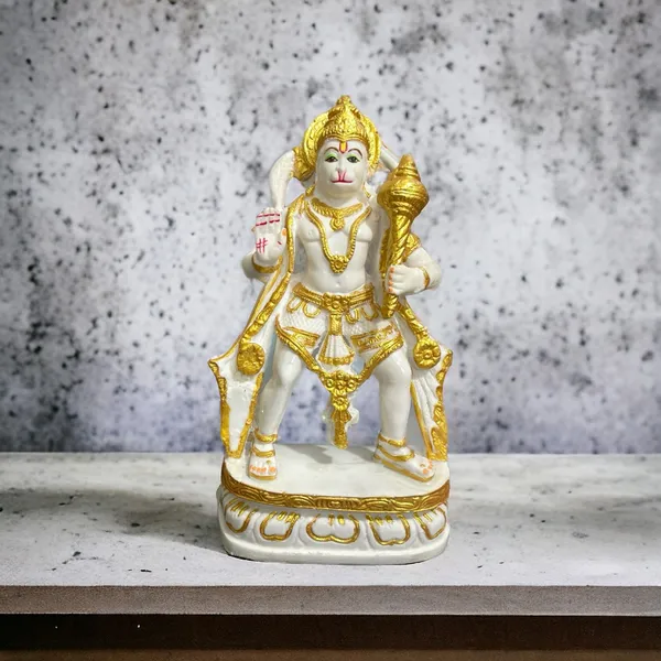 Golden_Standing_Hanuman_Bajrang_Bali_Marble_Idol