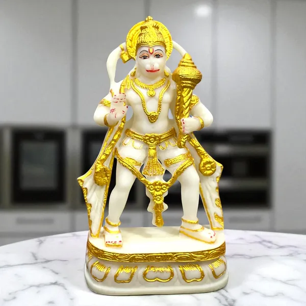 Golden_Standing_Hanuman_Bajrang_Bali_Marble_Idol