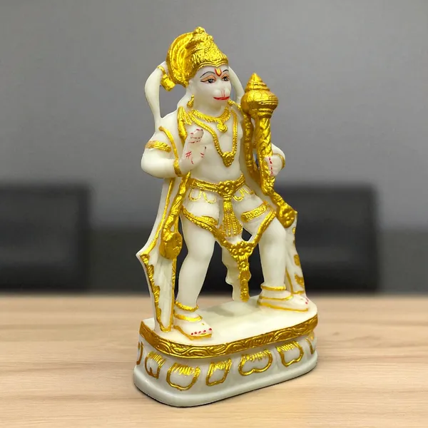 Golden_Standing_Hanuman_Bajrang_Bali_Marble_Idol
