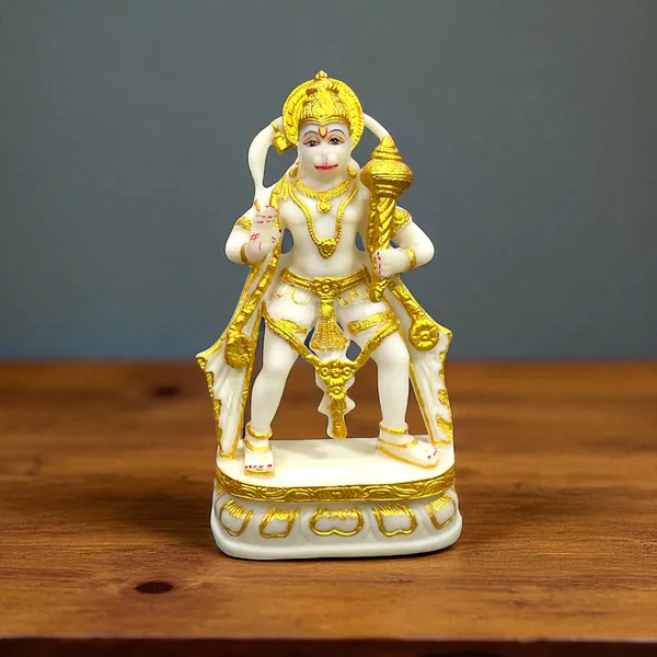 Golden_Standing_Hanuman_Bajrang_Bali_Marble_Idol