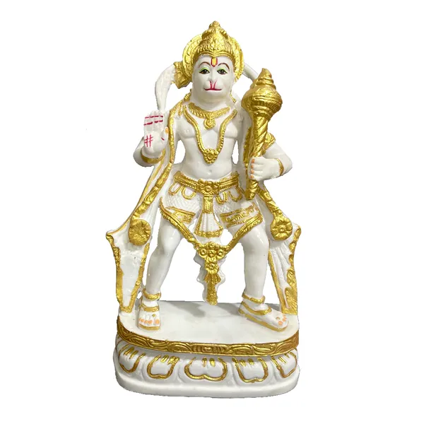 Golden_Standing_Hanuman_Bajrang_Bali_Marble_Idol