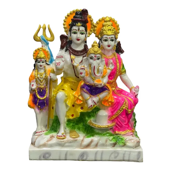 Multicolor_Shiv_Parvati_Ganesh_Kartikeya_Shiv_Parivar_Colourful_Marble_Look_Shiv_Parivar