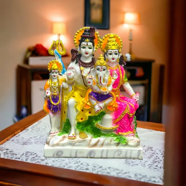 Multicolor_Shiv_Parvati_Ganesh_Kartikeya_Shiv_Parivar_Colourful_Marble_Look_Shiv_Parivar