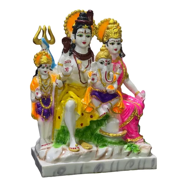Multicolor_Shiv_Parvati_Ganesh_Kartikeya_Shiv_Parivar_Colourful_Marble_Look_Shiv_Parivar