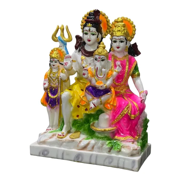 Multicolor_Shiv_Parvati_Ganesh_Kartikeya_Shiv_Parivar_Colourful_Marble_Look_Shiv_Parivar