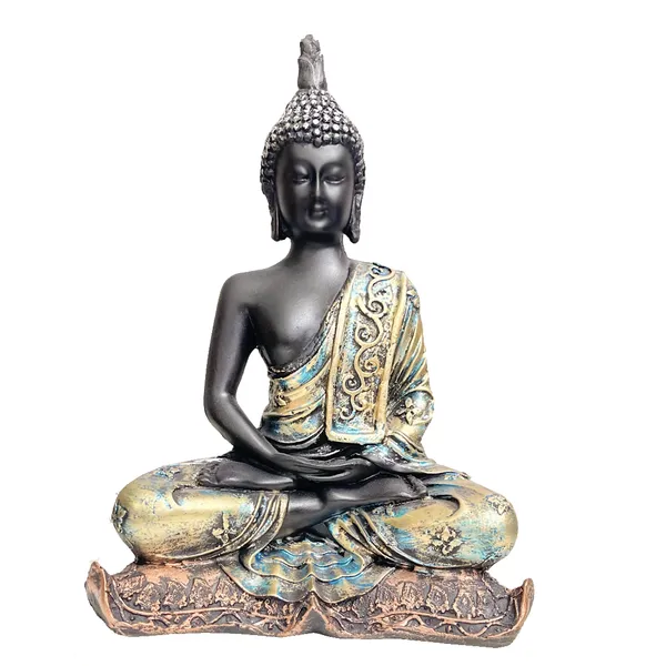 Grey_&_Golden_Meditating_Buddha_Idol_Resin_Statue_The_Best_Gift_For_Friends