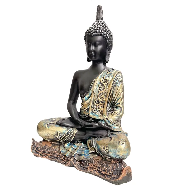 Grey_&_Golden_Meditating_Buddha_Idol_Resin_Statue_The_Best_Gift_For_Friends
