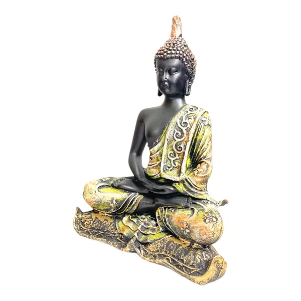 Grey_&_Golden_Meditating_Buddha_Idol_Resin_Statue_The_Best_Gift_For_Friends