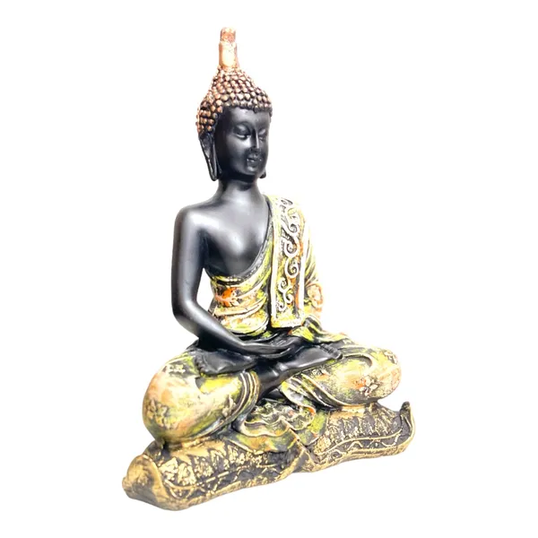 Grey_&_Golden_Meditating_Buddha_Idol_Resin_Statue_The_Best_Gift_For_Friends