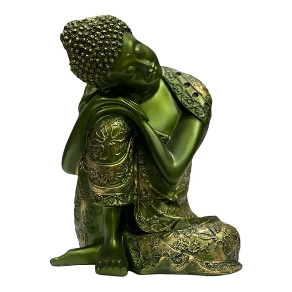 Green_Buddha_Resting_On_Knee_Statue