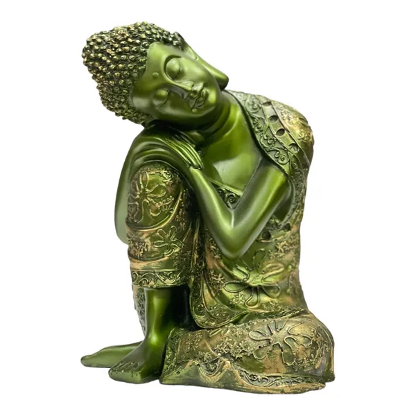 Green_Buddha_Resting_On_Knee_Statue