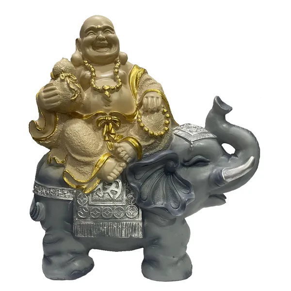 Multicolor_Laughing_Buddha_Sitting_On_Elephant_Statue_Resin_Figurine