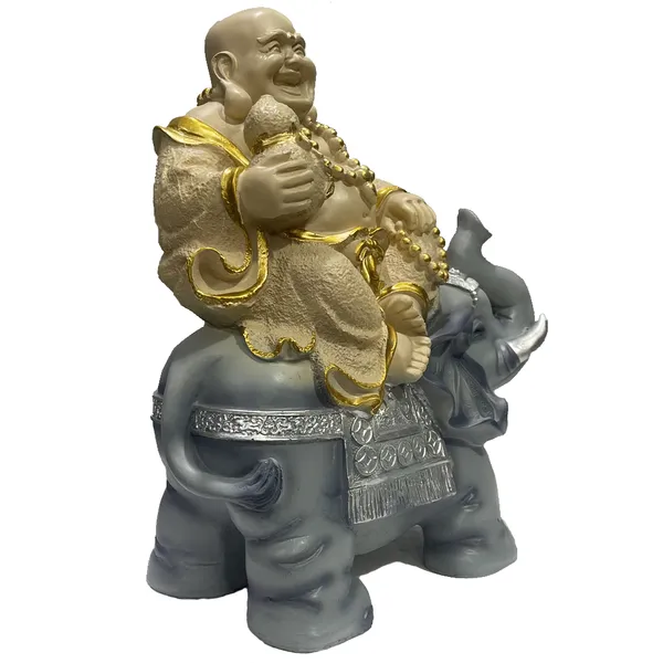 Multicolor_Laughing_Buddha_Sitting_On_Elephant_Statue_Resin_Figurine