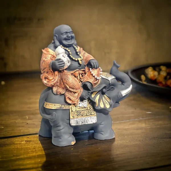 Multicolor_Laughing_Buddha_Sitting_On_Elephant_Statue_Resin_Figurine