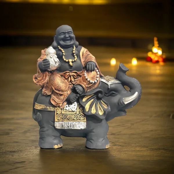 Multicolor_Laughing_Buddha_Sitting_On_Elephant_Statue_Resin_Figurine