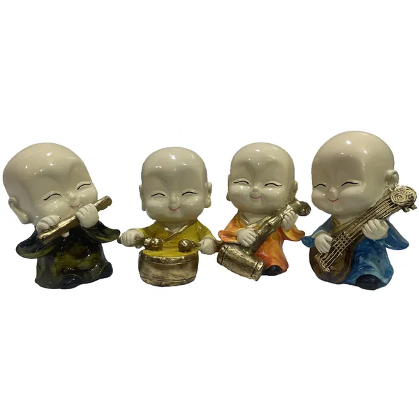 Multicolor_Polyresin_Set_Of_4_Baby_Buddha_Monk_Figurine