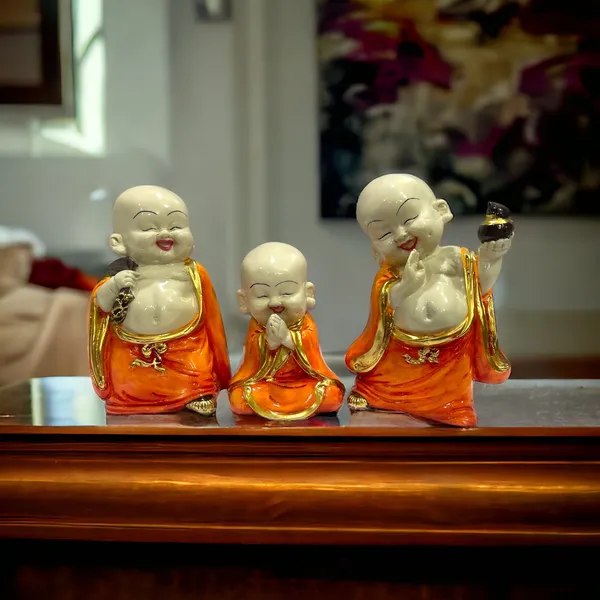 Multicolor_Polyresin_Set_Of_3_Baby_Buddha_Monk_Figurine