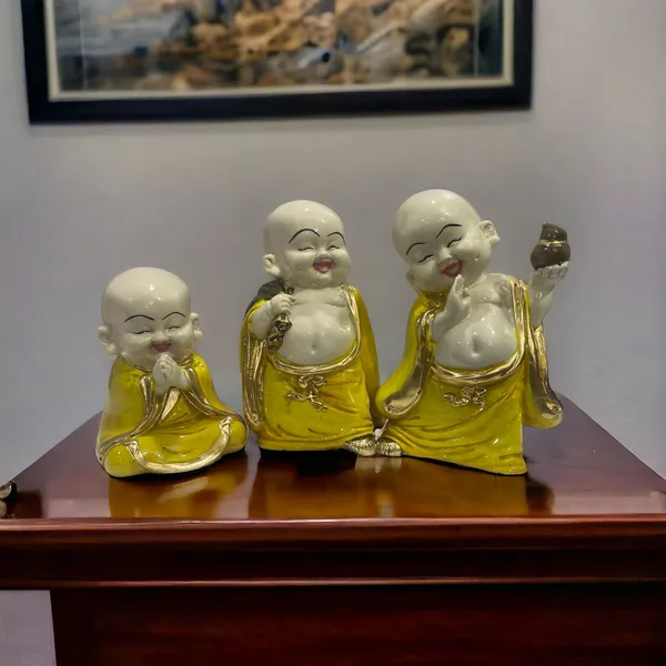 Multicolor_Polyresin_Set_Of_3_Baby_Buddha_Monk_Figurine
