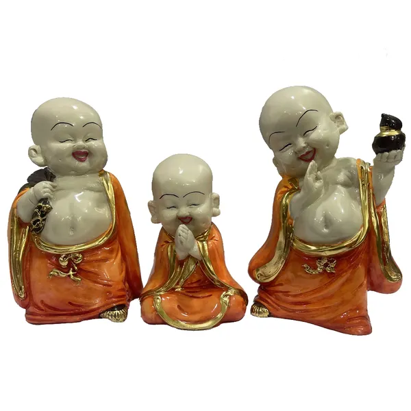 Multicolor_Polyresin_Set_Of_3_Baby_Buddha_Monk_Figurine