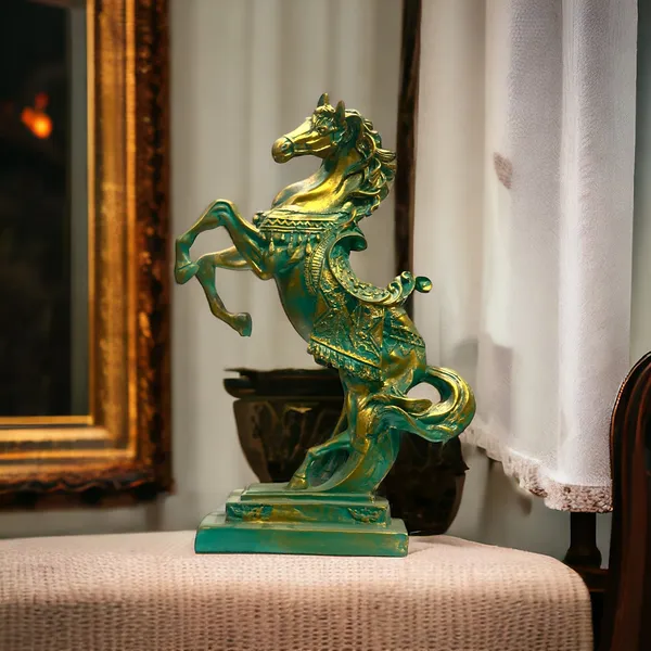 Green_Uplifted_Legs_Horse_Jumping_Horse_Statue_Showpieces_For_Home_Decor