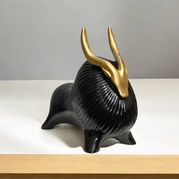 Black_&_Golden_Elegant_Resin_Yak_Showpiece_Statue