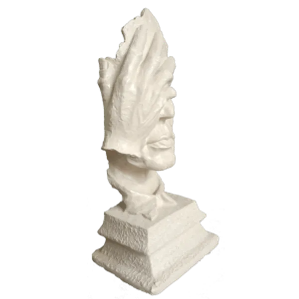 White_Man_Thinker_Hand_At_Face_Statue