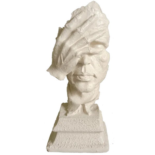 White_Man_Thinker_Hand_At_Face_Statue