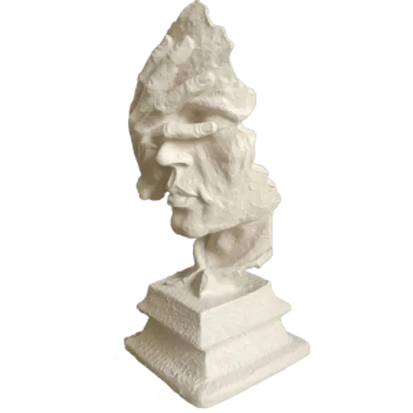 White_Man_Thinker_Hand_At_Face_Statue