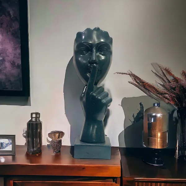 Black_Abstract_Instructing_Silence_Finger_On_Woman_Face_Statue_Table_Ascent