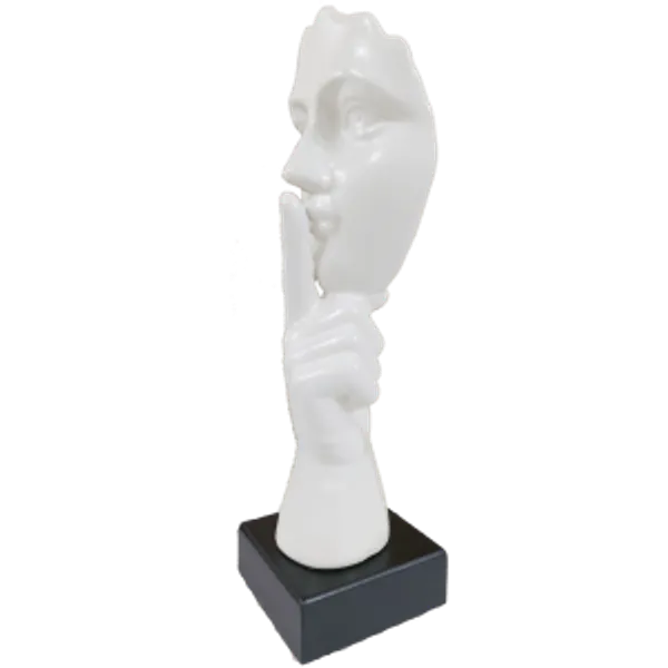 Black_Abstract_Instructing_Silence_Finger_On_Woman_Face_Statue_Table_Ascent