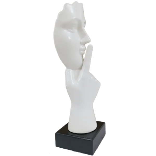 Black_Abstract_Instructing_Silence_Finger_On_Woman_Face_Statue_Table_Ascent