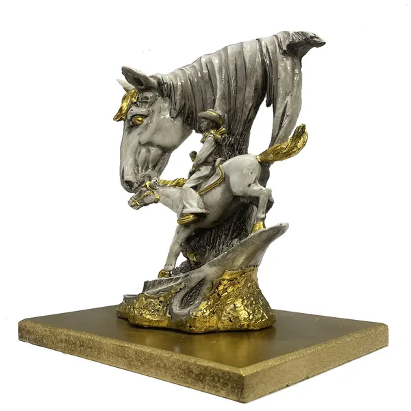 Off_White_&_Golden_Abstract_Idol_With_Horse_And_Man