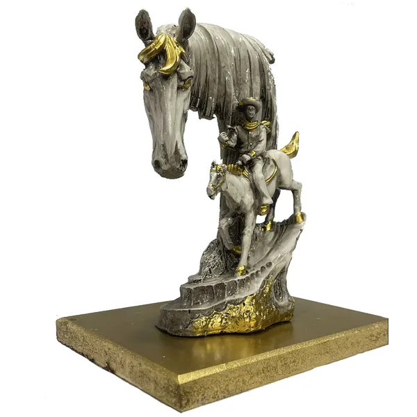 Off_White_&_Golden_Abstract_Idol_With_Horse_And_Man