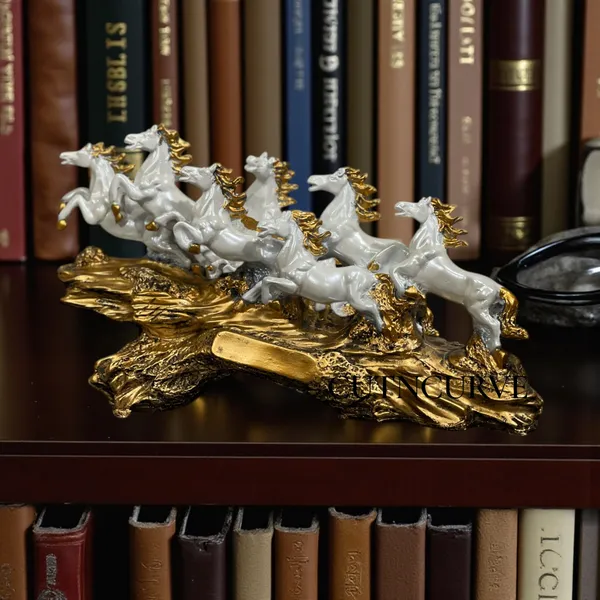 Off_White_&_Golden_Premium_Resin_Seven_Running_Horses_Figurine_10_Inch_Running_Horses_Symbol_For_Progress_Career_Growth_&_Good_Fortune
