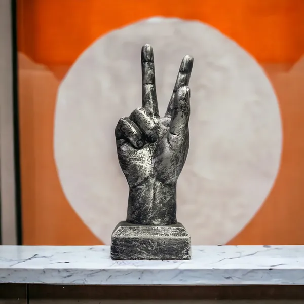 Grey_Victory_Sign_Hand_Resin_Statue_For_Home_Office_Decor