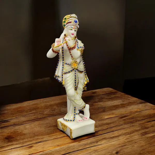 White_Standing_Lord_Krishna_Decorative_Idol_Marble_Look_Murti_Statue
