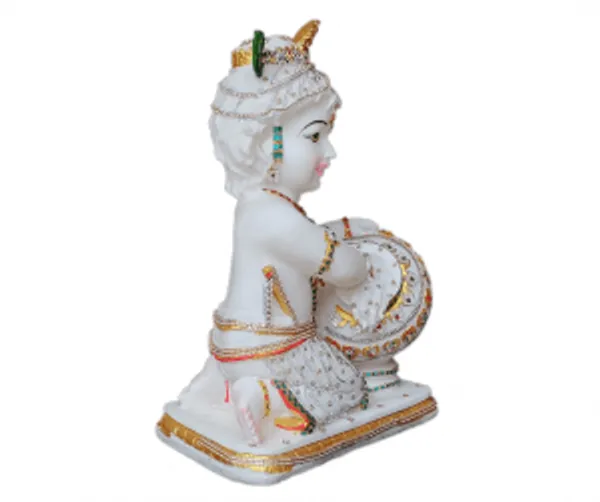 Off_White_&_Golden_Matki_Krishna_Marble_Decorative_Idol
