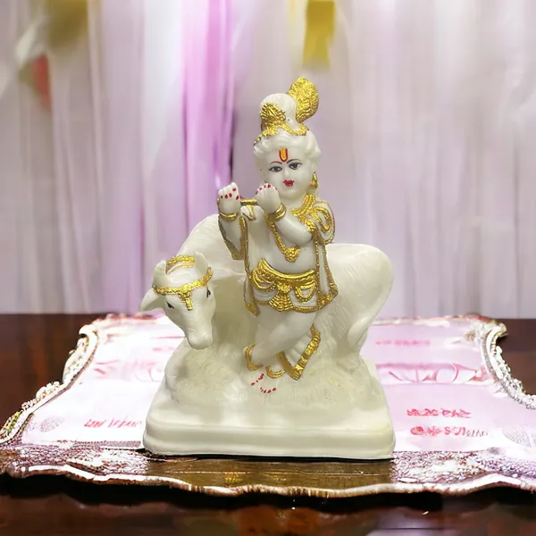 White_Standing_Krishna_Bansuri_With_Cow_Marble_Look_Idol