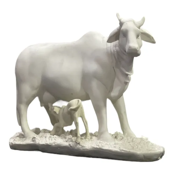 White_Kamdhenu_Cow_And_Calf_Statue