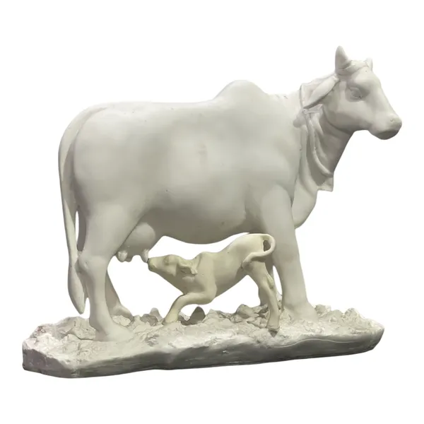 White_Kamdhenu_Cow_And_Calf_Statue