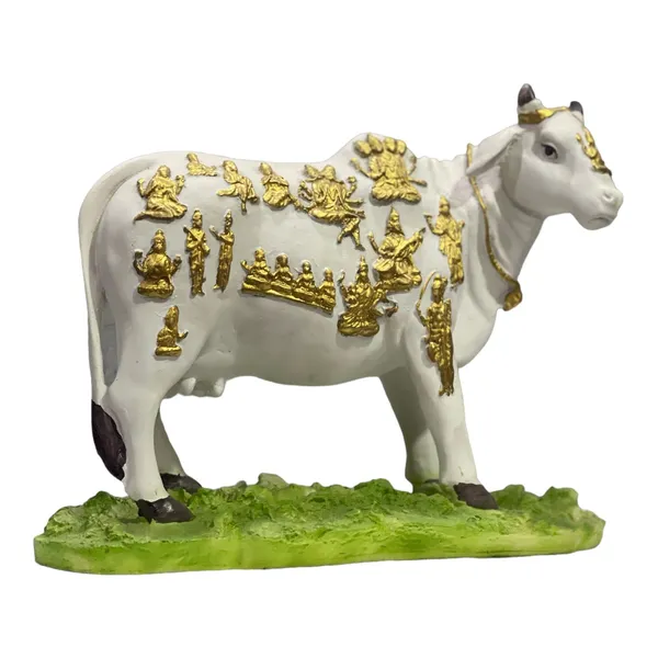 Off_White_&_Golden_Kamdhenu_Cow_With_God_Figures