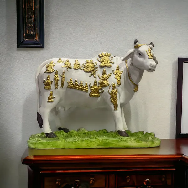 Off_White_&_Golden_Kamdhenu_Cow_With_God_Figures