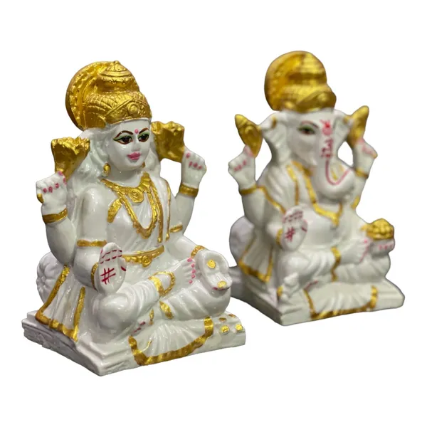 Off_White_&_Golden_Laxmi_Ganesh_Idol_For_Home_Decor_Mandir_Table_Desktop_Lakshmi_Ganesha_Murti