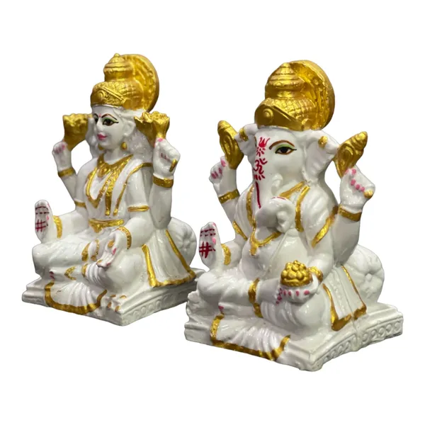Off_White_&_Golden_Laxmi_Ganesh_Idol_For_Home_Decor_Mandir_Table_Desktop_Lakshmi_Ganesha_Murti