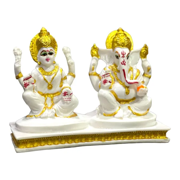 Off_White_&_Golden_Laxmi_Ganesha_White_Marble_Look_For_Diwali_Puja_Best_Gift_For_Shop_Inauguration