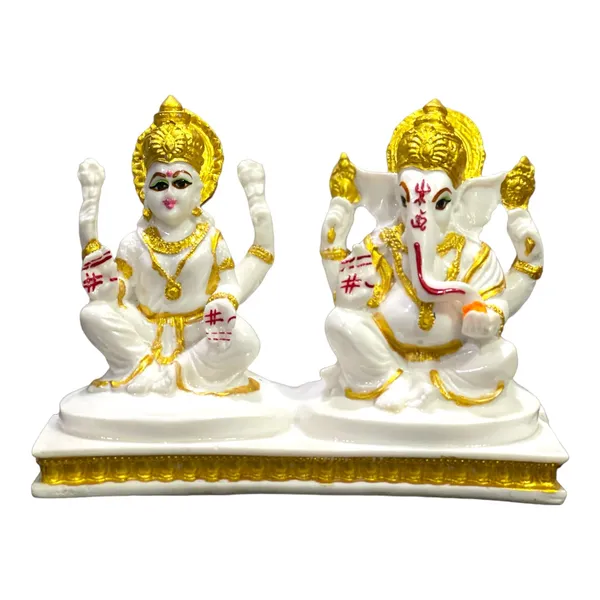 Off_White_&_Golden_Laxmi_Ganesha_White_Marble_Look_For_Diwali_Puja_Best_Gift_For_Shop_Inauguration