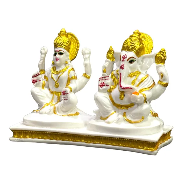 Off_White_&_Golden_Laxmi_Ganesha_White_Marble_Look_For_Diwali_Puja_Best_Gift_For_Shop_Inauguration