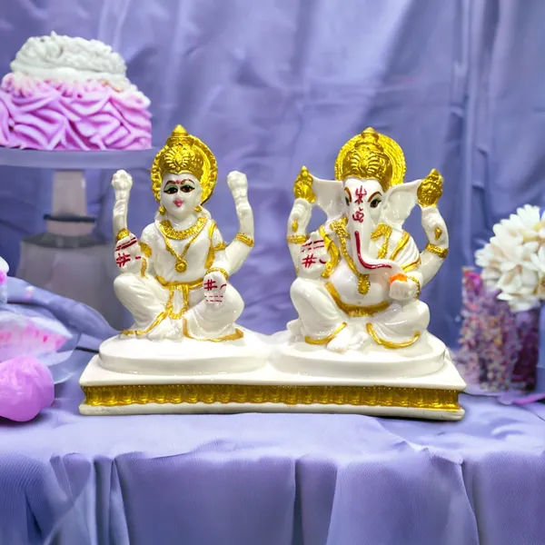 Off_White_&_Golden_Laxmi_Ganesha_White_Marble_Look_For_Diwali_Puja_Best_Gift_For_Shop_Inauguration
