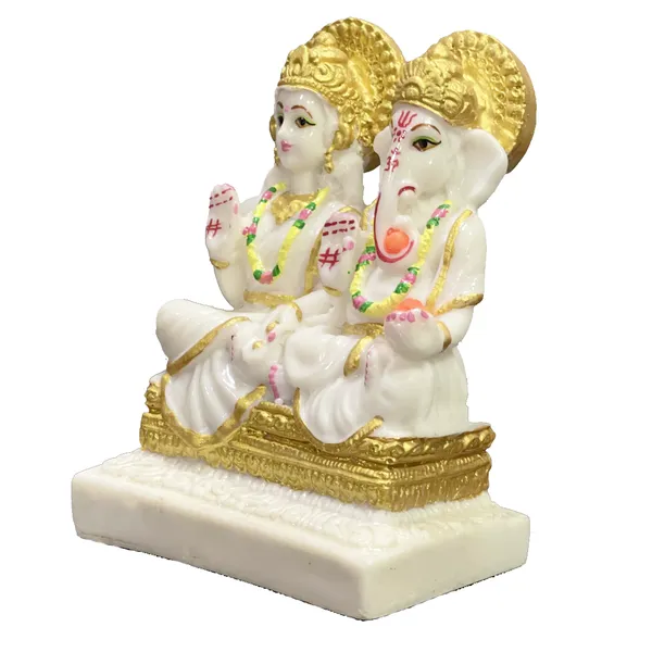 Off_White_&_Golden_Laxmi_Ji_&_Ganesh_Ji_Murti_Idol_Marble_Dust_Material_Best_For_Puja
