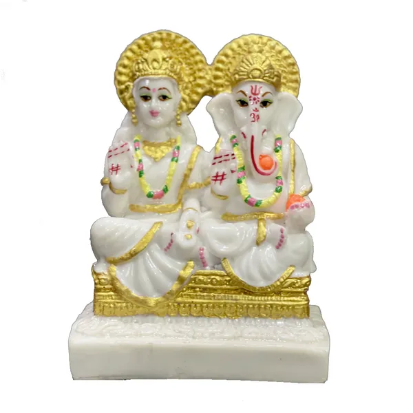 Off_White_&_Golden_Laxmi_Ji_&_Ganesh_Ji_Murti_Idol_Marble_Dust_Material_Best_For_Puja